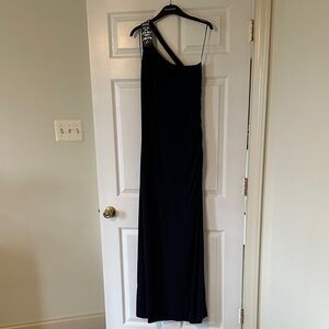 Elegant Navy One-Shoulder Dress